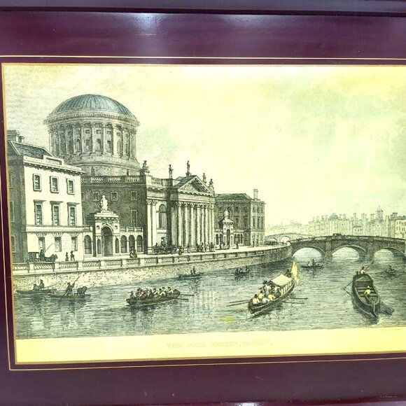 Lady Clare Print Serving Tray The Four Courts Dublin W.H. Bartlett 22 x 15 inch - Picture 5 of 8
